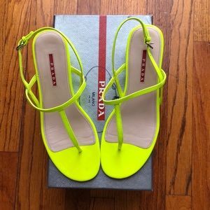 Neon yellow Prada wedges